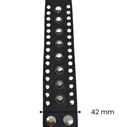 THE MEN THING Leather Bracelet GLADIATOR STUD - 42mm Genuine Leather Adjustable Bracelet for Men & Boys (9 inch)