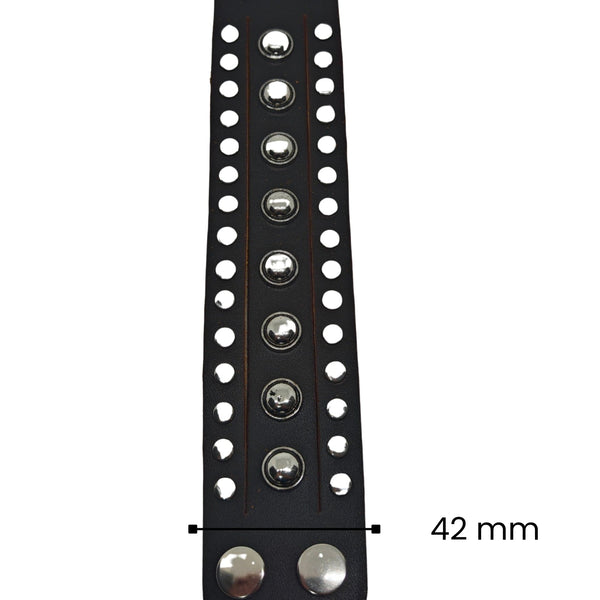 GLADIATOR STUD - 42mm Genuine Leather Adjustable Bracelet for Men & Boys (9 inch)