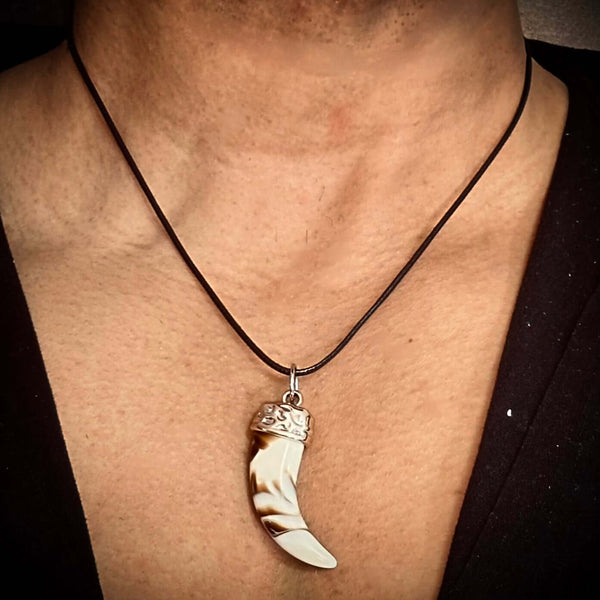 HARMONY HUES - Multi Color Ivory Dangle Pendant Necklace Black Lobster Claw Adjustable Necklace for Men and Boys (18 inch)