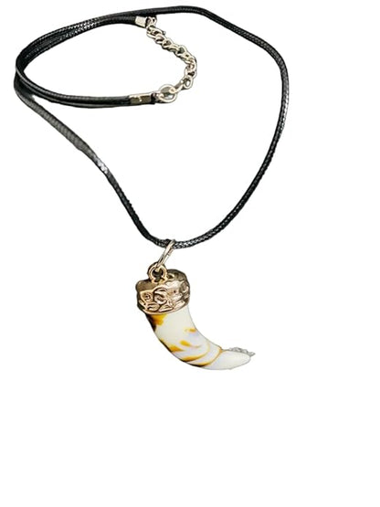 THE MEN THING Leather Bracelet HARMONY HUES - Multi Color Ivory Dangle Pendant Necklace Black Lobster Claw Adjustable Necklace for Men and Boys (18 inch)