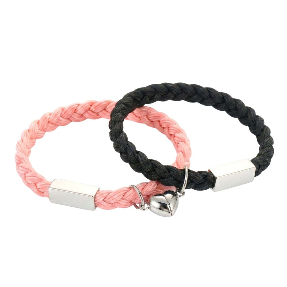 THE MEN THING Leather Bracelet HEARTSTRING - Bracelet with Heart Charm for Men and Women Adjustable Couples Bracelet