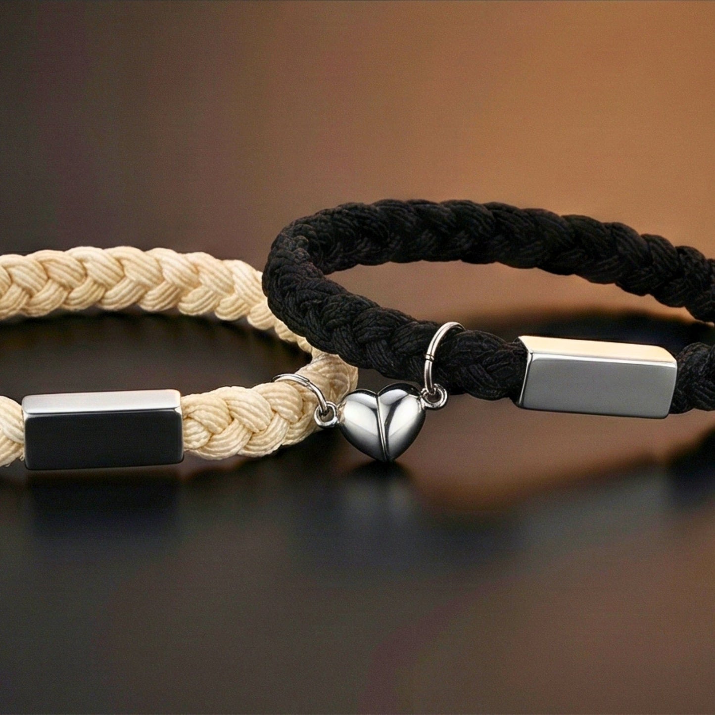 THE MEN THING Leather Bracelet HEARTSTRING - Bracelet with Heart Charm for Men and Women Adjustable Couples Bracelet