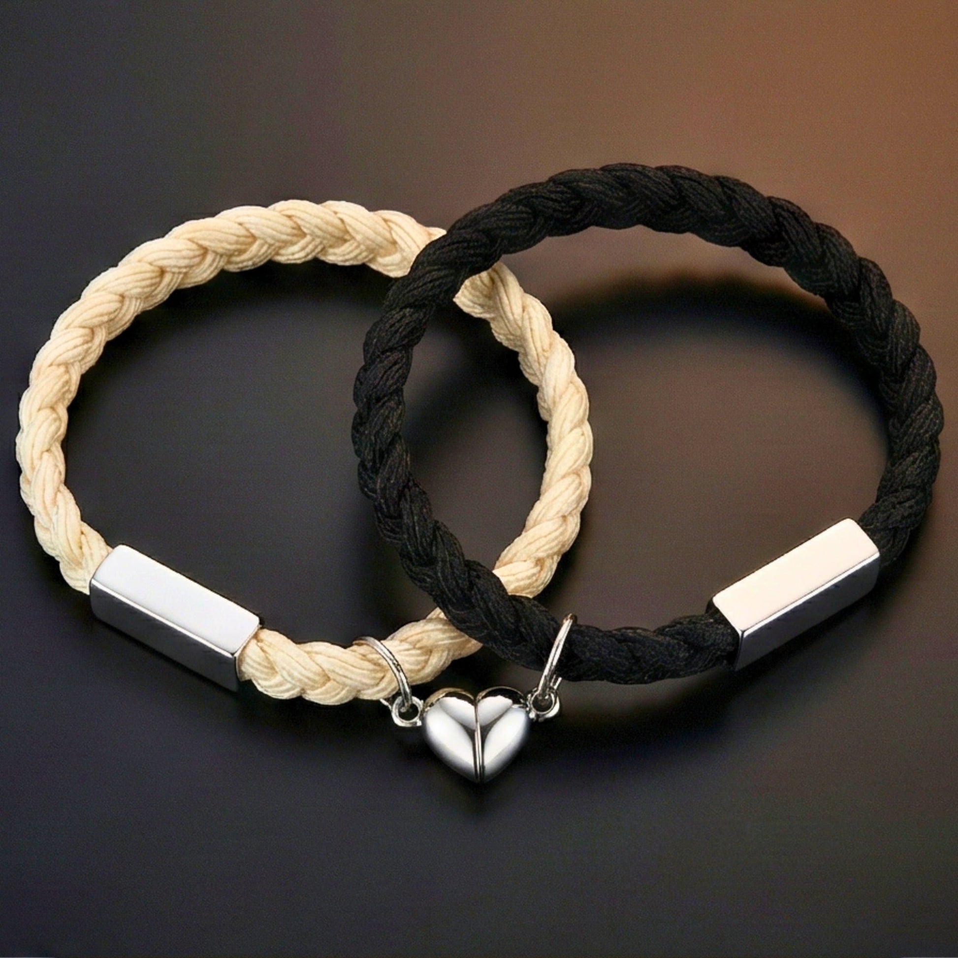 THE MEN THING Leather Bracelet HEARTSTRING - Bracelet with Heart Charm for Men and Women Adjustable Couples Bracelet