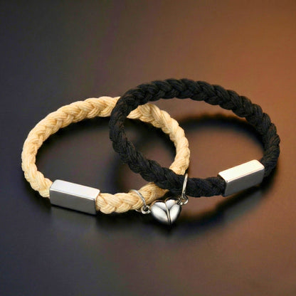 THE MEN THING Leather Bracelet HEARTSTRING - Bracelet with Heart Charm for Men and Women Adjustable Couples Bracelet