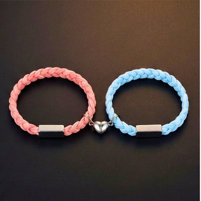 THE MEN THING Leather Bracelet HEARTSTRING - Bracelet with Heart Charm for Men and Women Adjustable Couples Bracelet