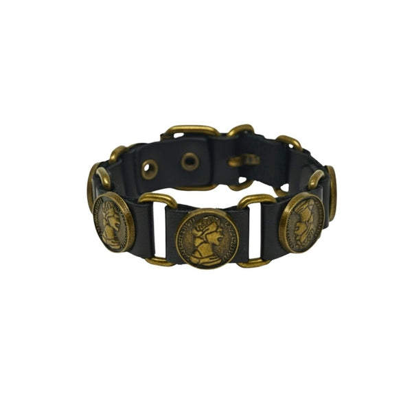 HERITAGE COIN - 20mm Genuine Leather Adjustable Bracelet for Men & Boys (9 inch)