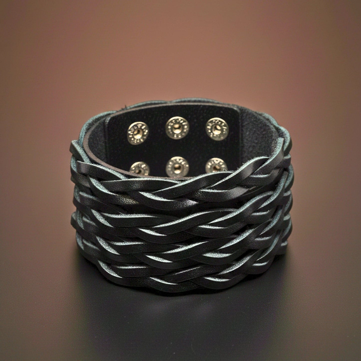 THE MEN THING Leather Bracelet INFERNO TWIST - 50.5mm Black Genuine Leather Adjustable Bracelet for Men & Boys (9 inch)