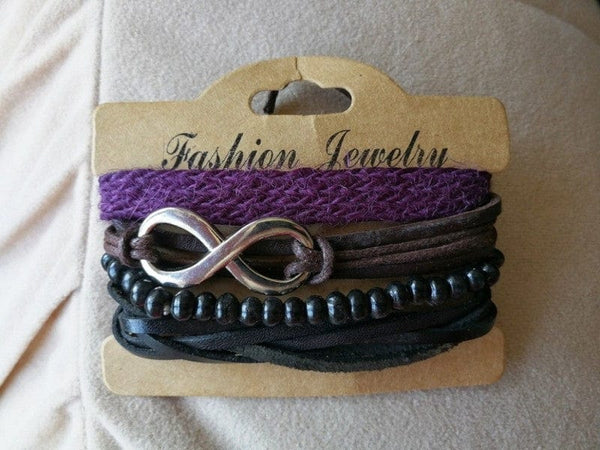 INFINITE LEGACY - 4 Pcs Genuine Braided Leather Bracelet Set for Men & Boys (8 inch)