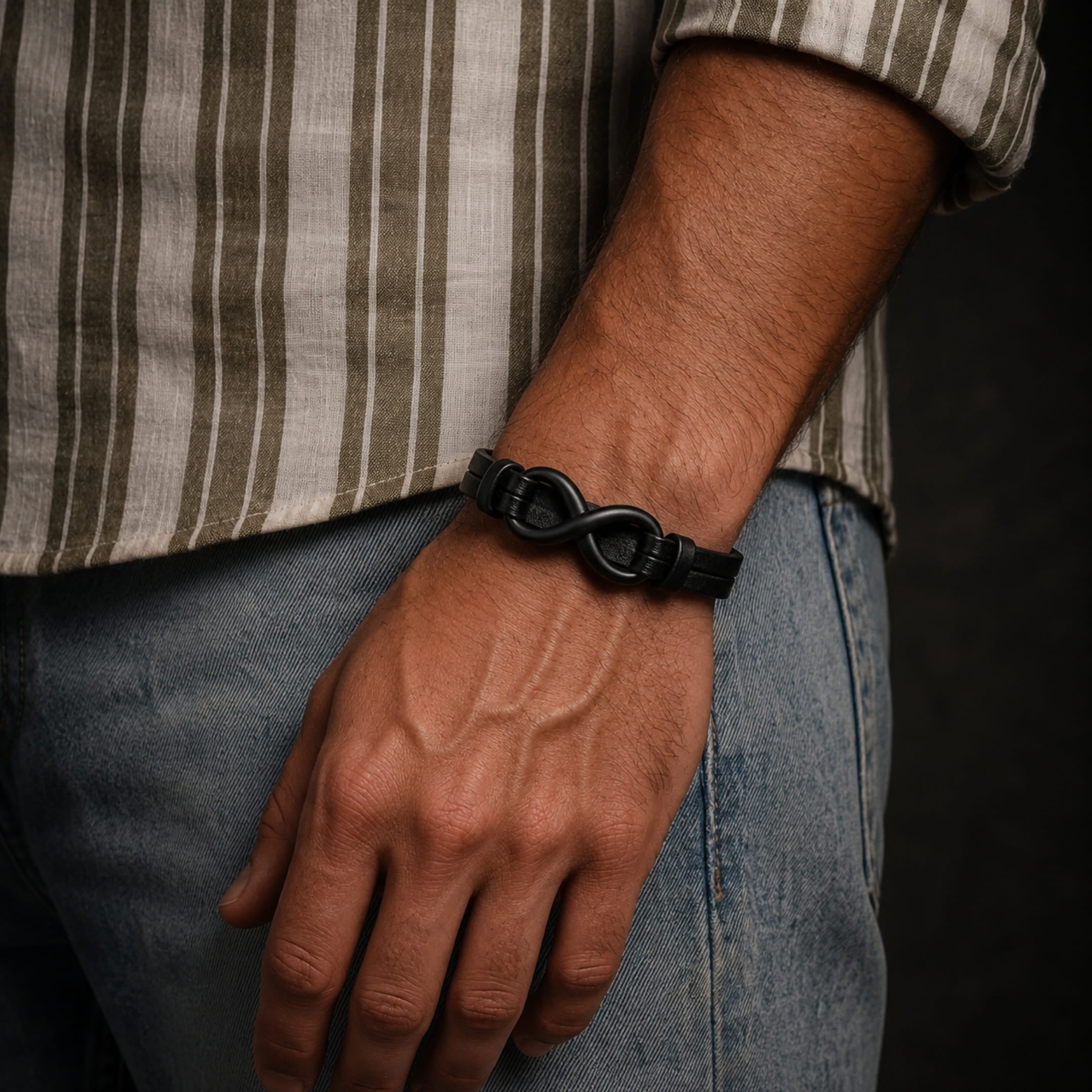 Buy Infinity Leather Bracelet for Men — Double Layer | TMT – THE