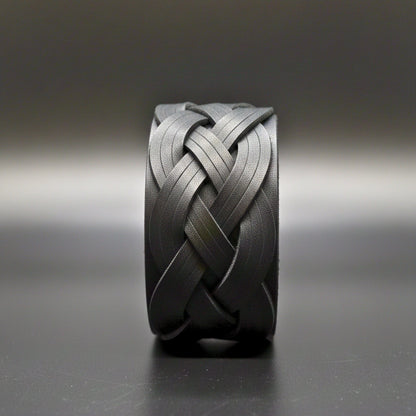 THE MEN THING Leather Bracelet KNIGHTS WEAVE - 40mm Black Genuine Leather Adjustable Bracelet for Men & Boys (7-7.8-8.4 inch)