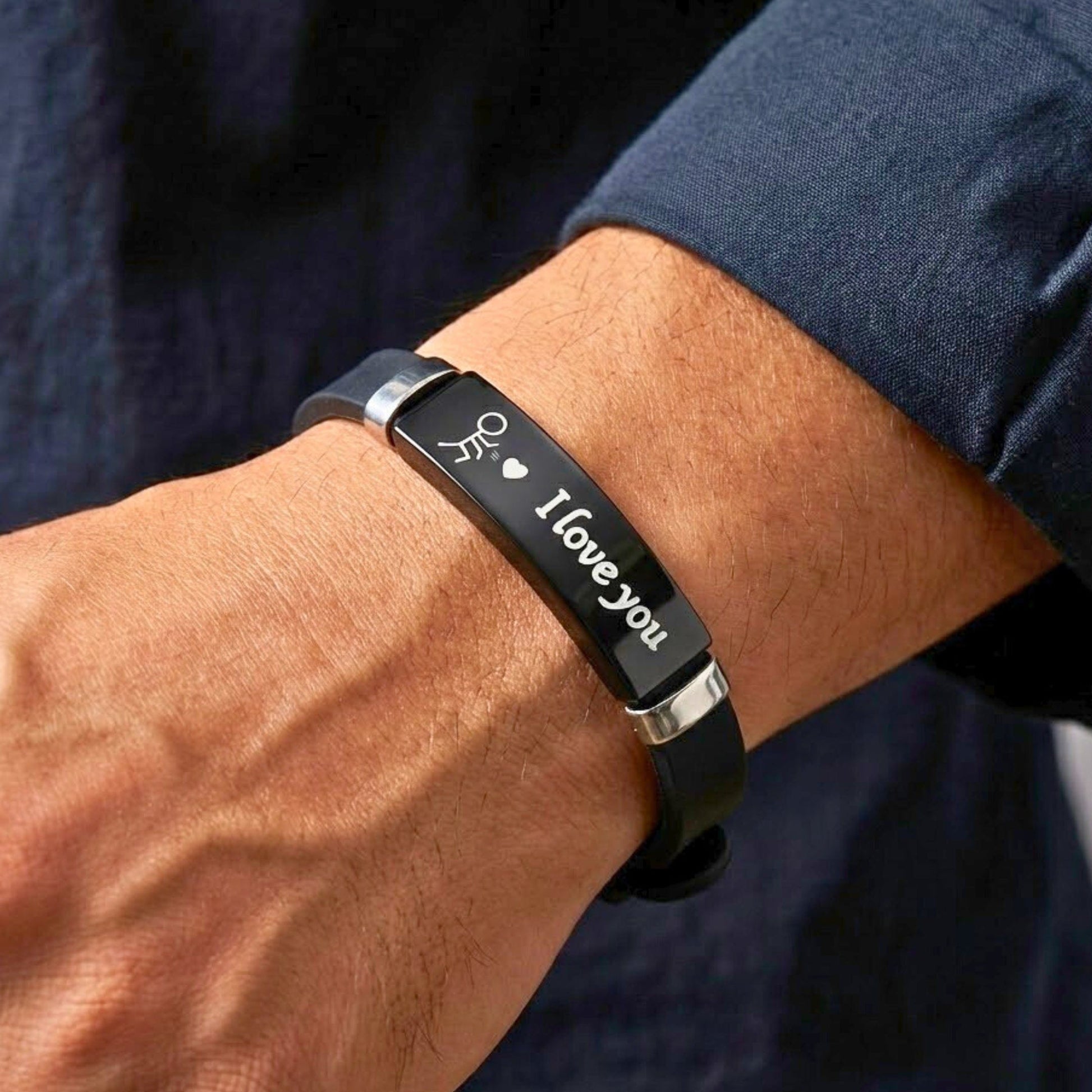 THE MEN THING Leather Bracelet LOVE BAND - BLACK - Genuine Braided Leather Bracelet for Men & Boys (8inch)