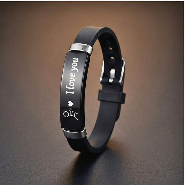 LOVE BAND - BLACK - Genuine Braided Leather Bracelet for Men & Boys (8inch)