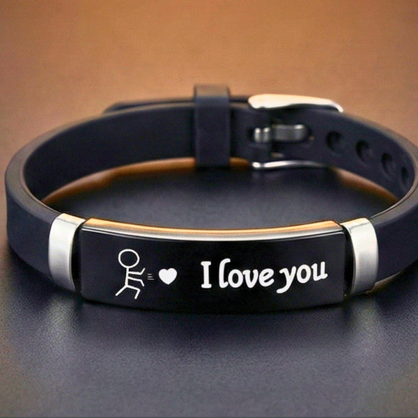 LOVE BAND - BLACK - Genuine Braided Leather Bracelet for Men & Boys (8inch)