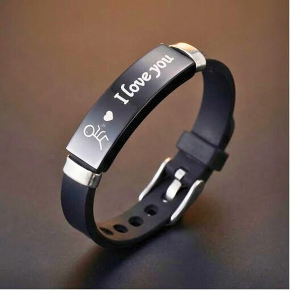 LOVE BAND - BLACK - Genuine Braided Leather Bracelet for Men & Boys (8inch)