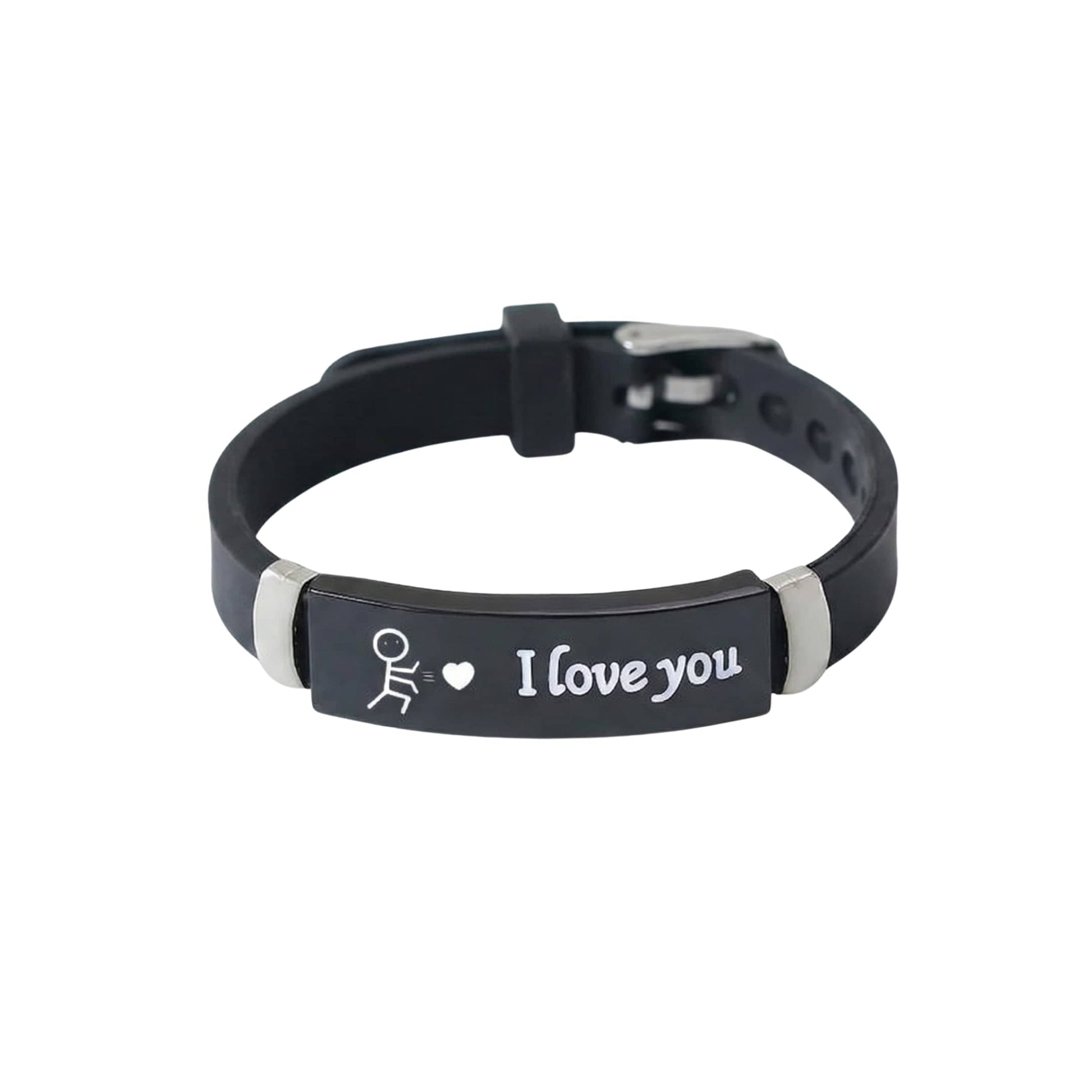 THE MEN THING Leather Bracelet LOVE BAND - BLACK - Genuine Braided Leather Bracelet for Men & Boys (8inch)