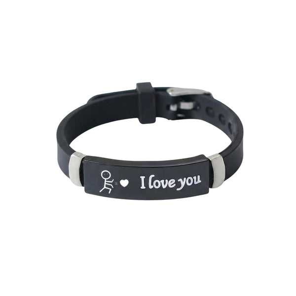 LOVE BAND - BLACK - Genuine Braided Leather Bracelet for Men & Boys (8inch)