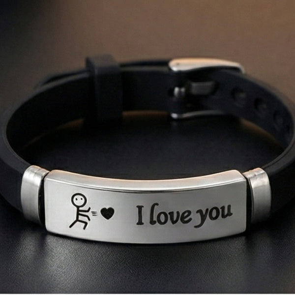 LOVE BAND - STEEL - Genuine Braided Leather Bracelet for Men & Boys (8inch)