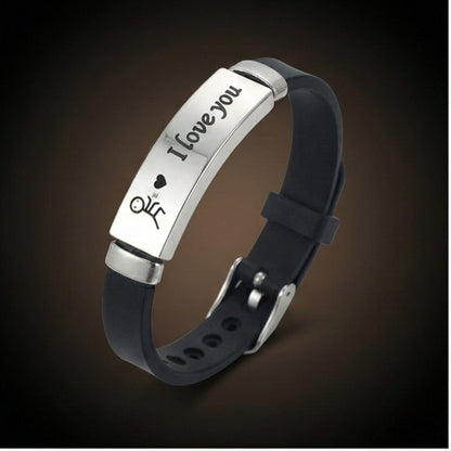 THE MEN THING Leather Bracelet LOVE BAND - STEEL - Genuine Braided Leather Bracelet for Men & Boys (8inch)