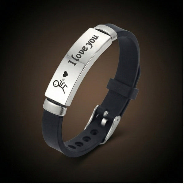 LOVE BAND - STEEL - Genuine Braided Leather Bracelet for Men & Boys (8inch)