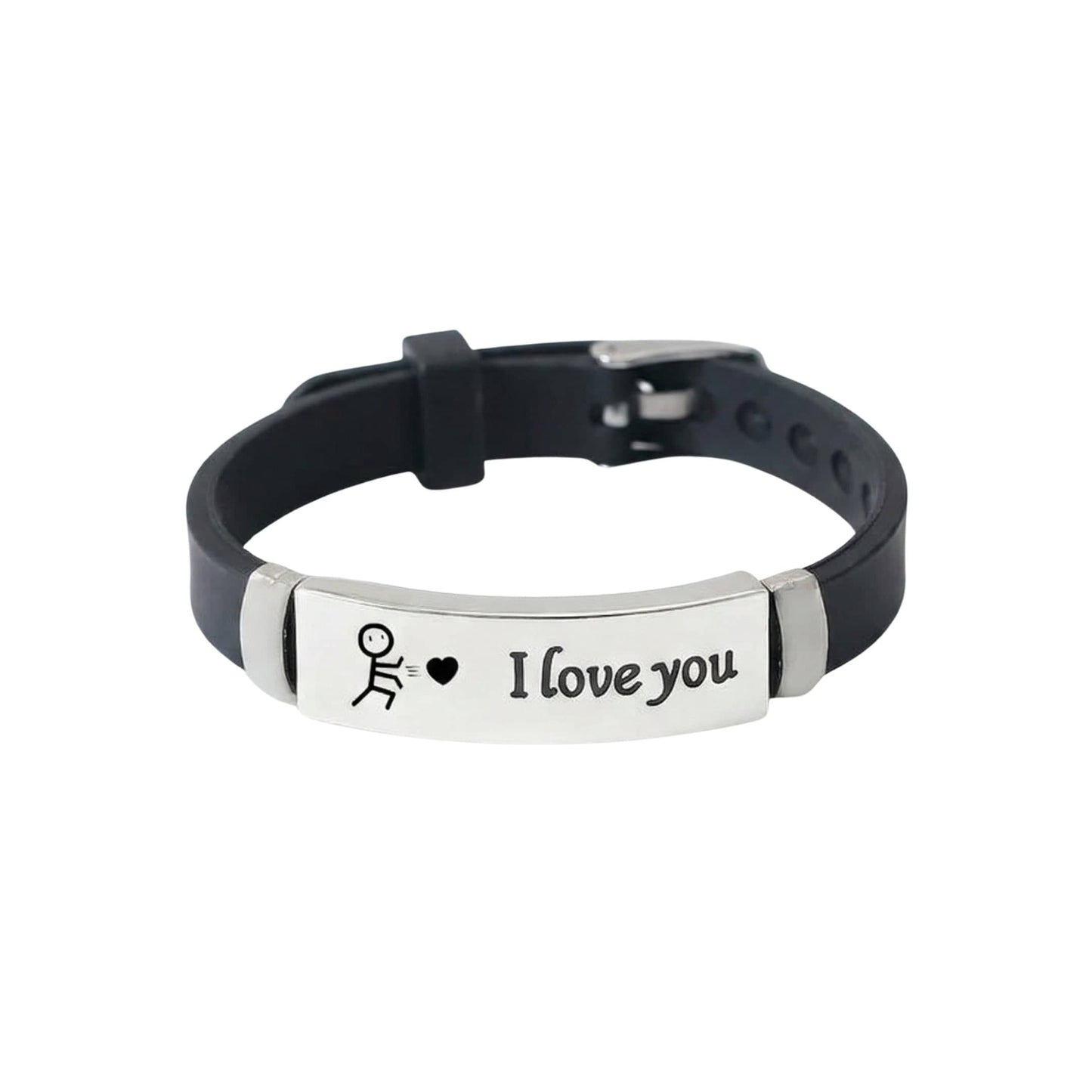 THE MEN THING Leather Bracelet LOVE BAND - STEEL - Genuine Braided Leather Bracelet for Men & Boys (8inch)