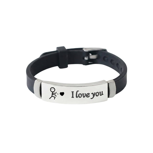 THE MEN THING Leather Bracelet LOVE BAND - STEEL - Genuine Braided Leather Bracelet for Men & Boys (8inch)