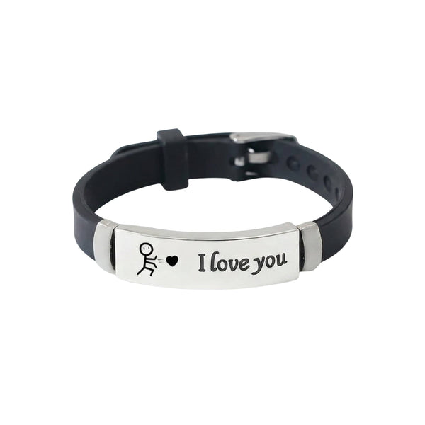 LOVE BAND - STEEL - Genuine Braided Leather Bracelet for Men & Boys (8inch)