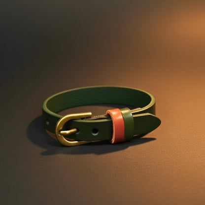 THE MEN THING Leather Bracelet MOSSTRAIL STRAP - 10mm Genuine Leather Adjustable Bracelet for Men & Boys (9 inch)