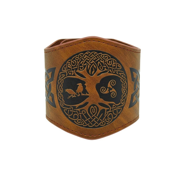 MYSTIC TREE - 50.8mm Brown Genuine Leather Adjustable Bracelet for Men & Boys (7.8-8.4-9 inch)