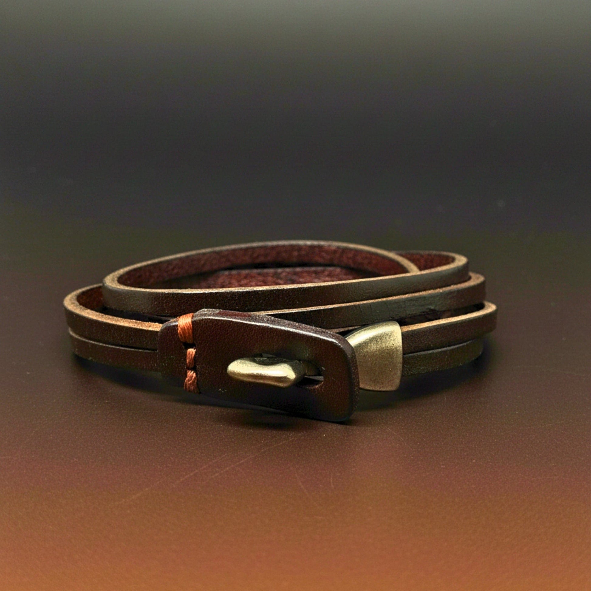 THE MEN THING Leather Bracelet NOIR ANCHOR WRAP - 9mm Dark Brown Genuine Leather Adjustable Bracelet for Men & Boys (23 inch)