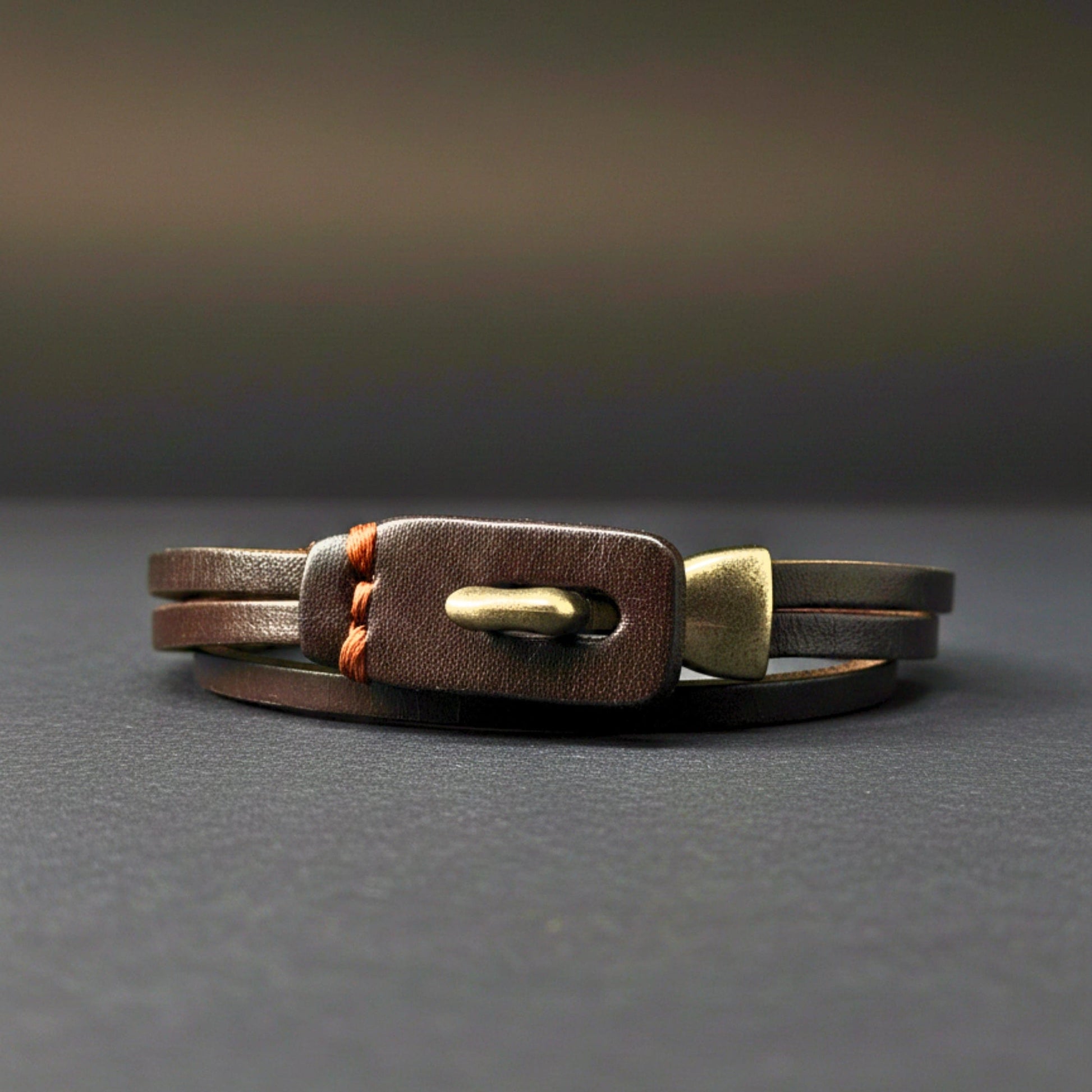 THE MEN THING Leather Bracelet NOIR ANCHOR WRAP - 9mm Dark Brown Genuine Leather Adjustable Bracelet for Men & Boys (23 inch)