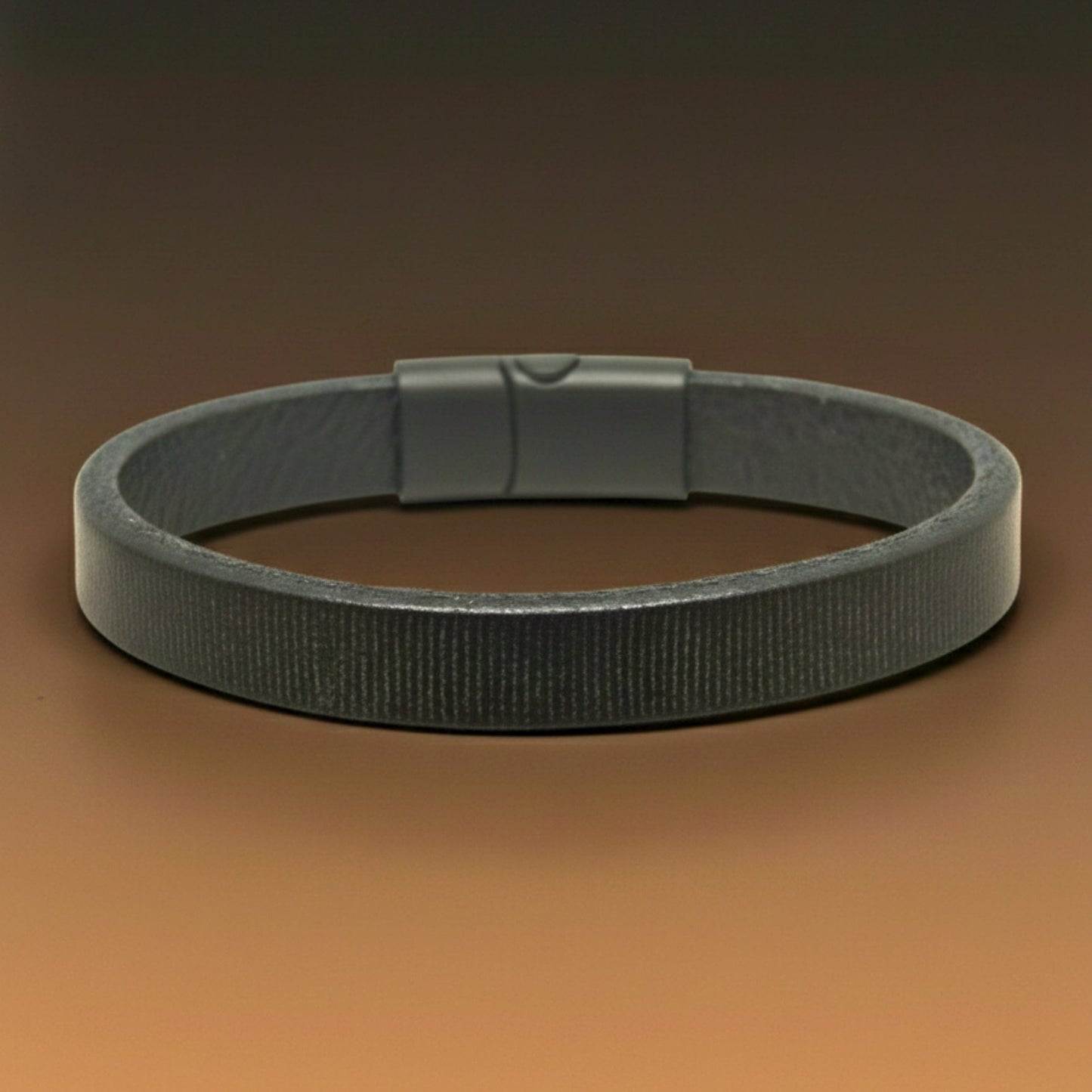 THE MEN THING Leather Bracelet NOIR STRAND - 10mm Genuine Leather Bracelet with Stainless Steel Magnetic Buckle for Men & Boys (8 inch)