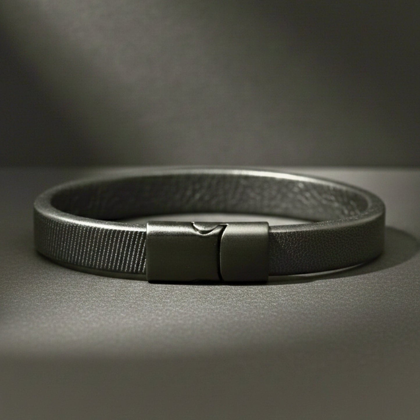 THE MEN THING Leather Bracelet NOIR STRAND - 10mm Genuine Leather Bracelet with Stainless Steel Magnetic Buckle for Men & Boys (8 inch)