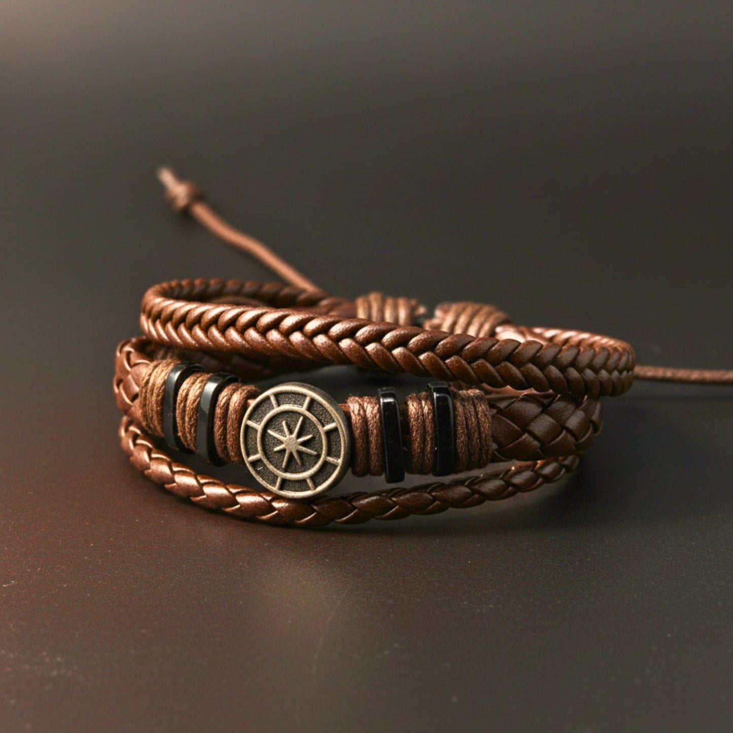 THE MEN THING Leather Bracelet NOMAD STAR - Genuine Leather Bracelet Set for Men & Boys (Adjustable)