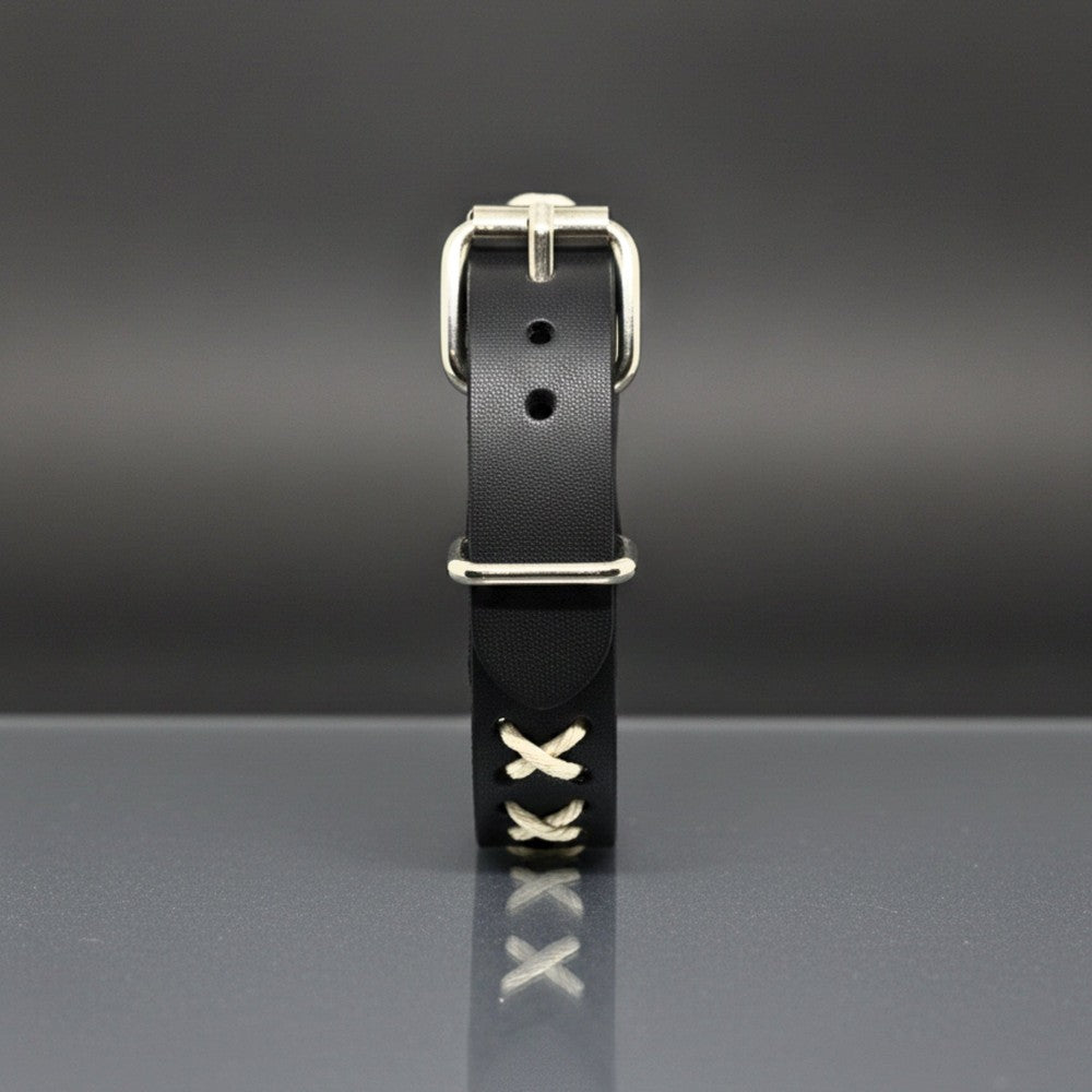 THE MEN THING Leather Bracelet NOMAD X - 16mm Black Genuine Leather Adjustable Bracelet for Men & Boys (9 inch)