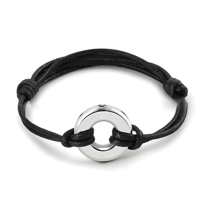 THE MEN THING Leather Bracelet OMEN LINK - Pure Stainless Steel Alloy Adjustable Bracelet for Men & Boys