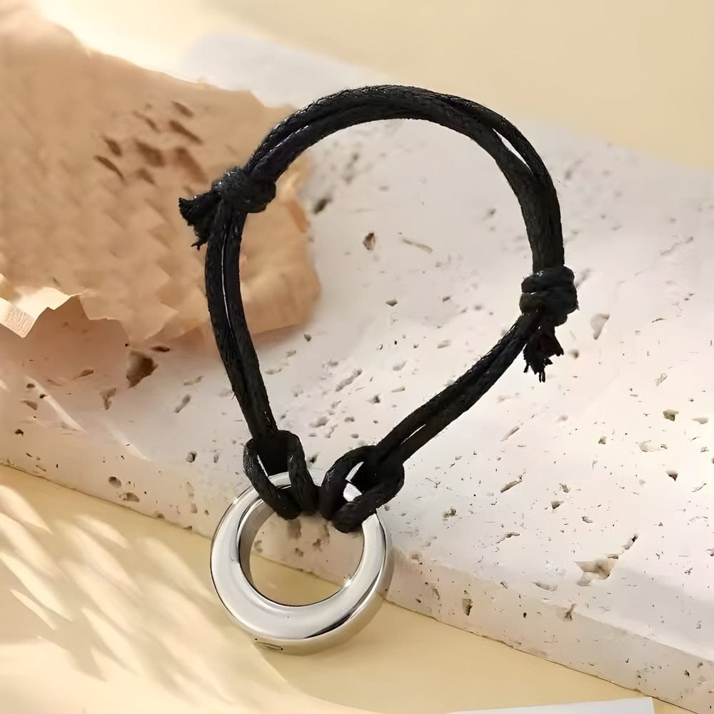 THE MEN THING Leather Bracelet OMEN LINK - Pure Stainless Steel Alloy Adjustable Bracelet for Men & Boys