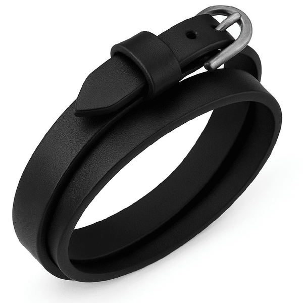 आउटबैक ब्लैक - पुरुषों और लड़कों के लिए स्टेनलेस स्टील हुक के साथ असली लेदर एडजस्टेबल कफ ब्रेसलेट