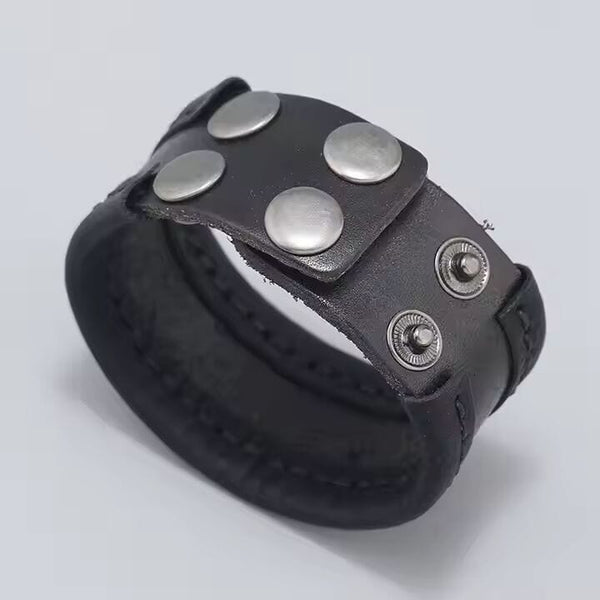 OUTLAW WRAP BLACK - Genuine Braided Leather Bracelet Set for Men & Boys (8 inch)