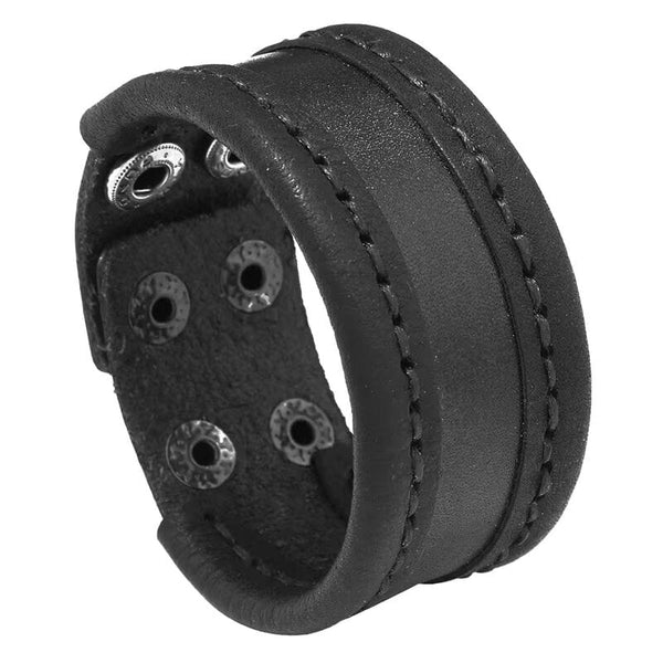 OUTLAW WRAP BLACK - Genuine Braided Leather Bracelet Set for Men & Boys (8 inch)