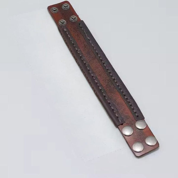 OUTLAW WRAP BROWN - Genuine Braided Leather Bracelet Set for Men & Boys (8 inch)