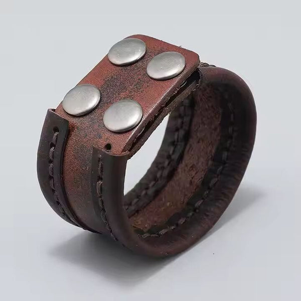 OUTLAW WRAP BROWN - Genuine Braided Leather Bracelet Set for Men & Boys (8 inch)