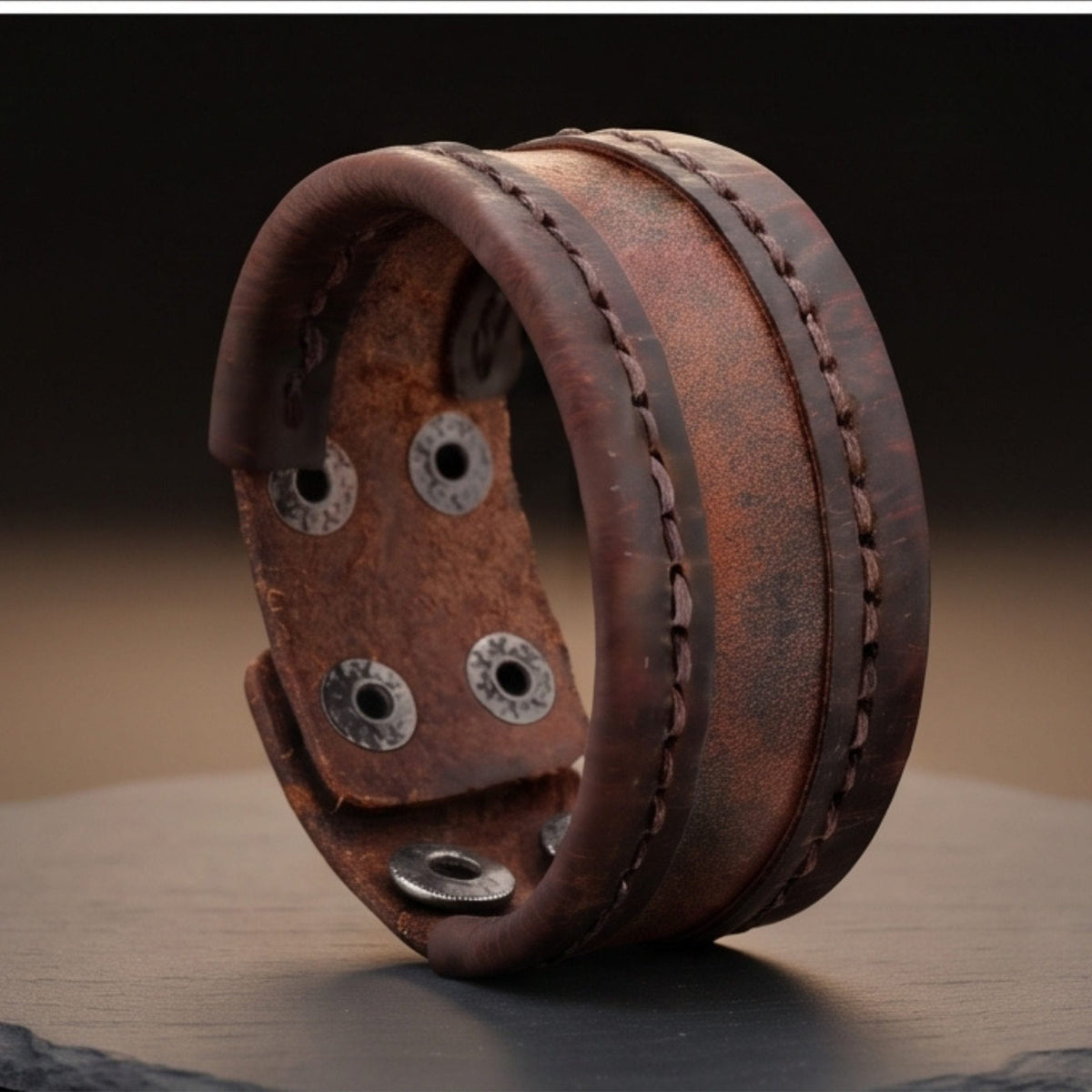 THE MEN THING Leather Bracelet OUTLAW WRAP BROWN - Genuine Braided Leather Bracelet Set for Men & Boys (8 inch)