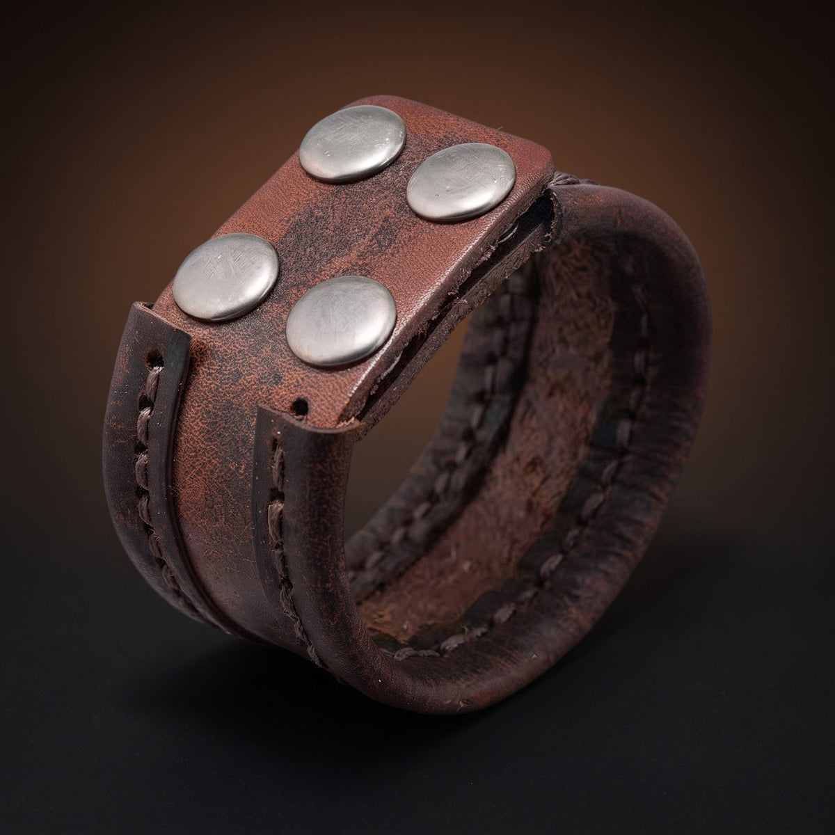 THE MEN THING Leather Bracelet OUTLAW WRAP BROWN - Genuine Braided Leather Bracelet Set for Men & Boys (8 inch)