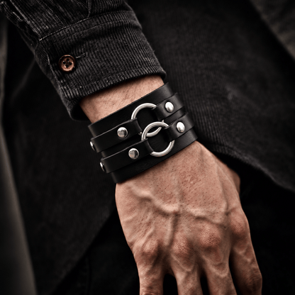 THE MEN THING Leather Bracelet RAGE LOCK - Genuine Braided Leather Bracelet Set for Men & Boys (8 inch)