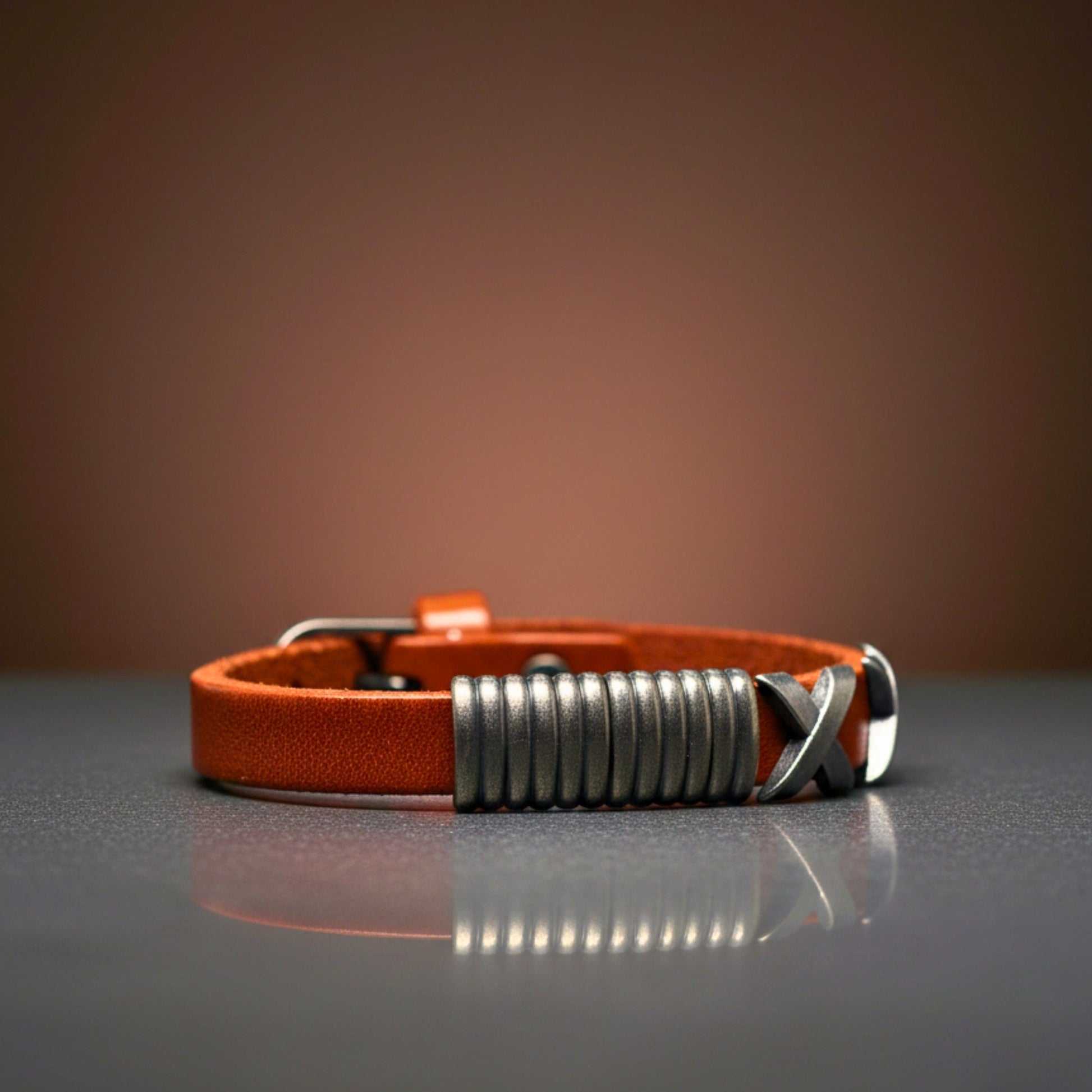 THE MEN THING Leather Bracelet REBEL RUSTX - 10mm Brown Genuine Leather Adjustable Bracelet for Men & Boys (9.8 inch)