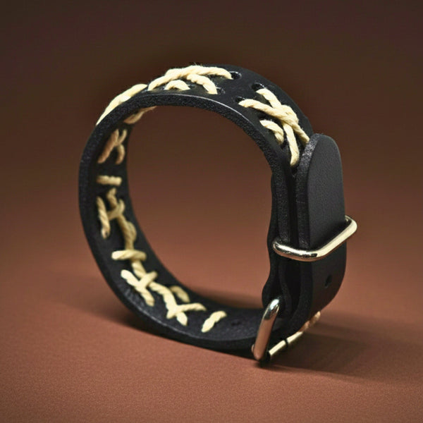 REBEL STITCH - 18mm Genuine Leather Adjustable Bracelet for Men & Boys (9 inch)