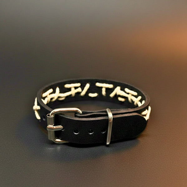 REBEL STITCH - 18mm Genuine Leather Adjustable Bracelet for Men & Boys (9 inch)