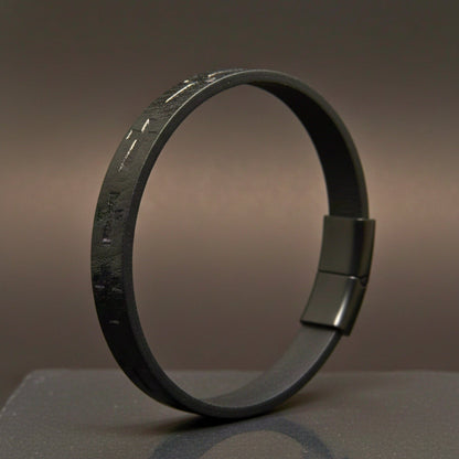 THE MEN THING Leather Bracelet ROGUE BLACK CROSS - 10mm Genuine Leather Bracelet with Stainless Steel Magnetic Buckle for Men & Boys (8.5 inch)