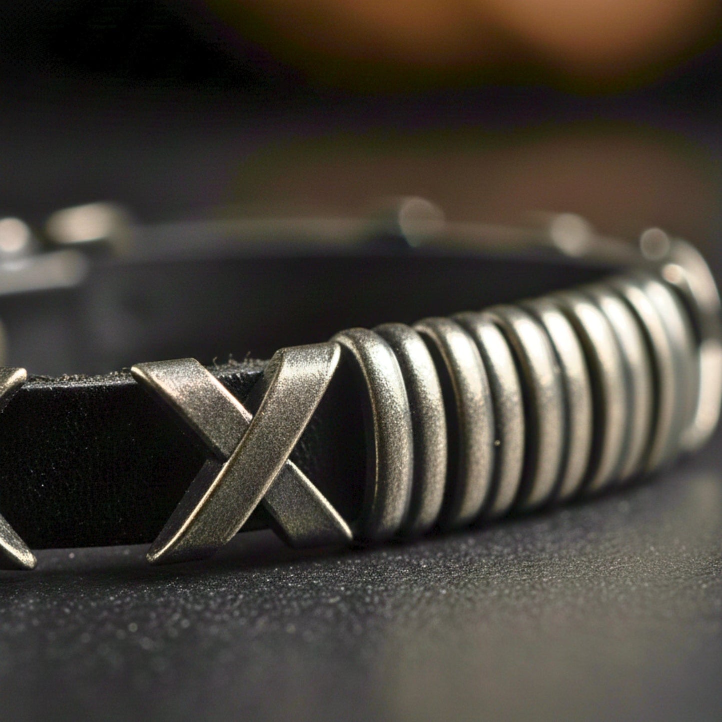 THE MEN THING Leather Bracelet ROGUE X - 10mm Black Genuine Leather Adjustable Bracelet for Men & Boys (9.8 inch)