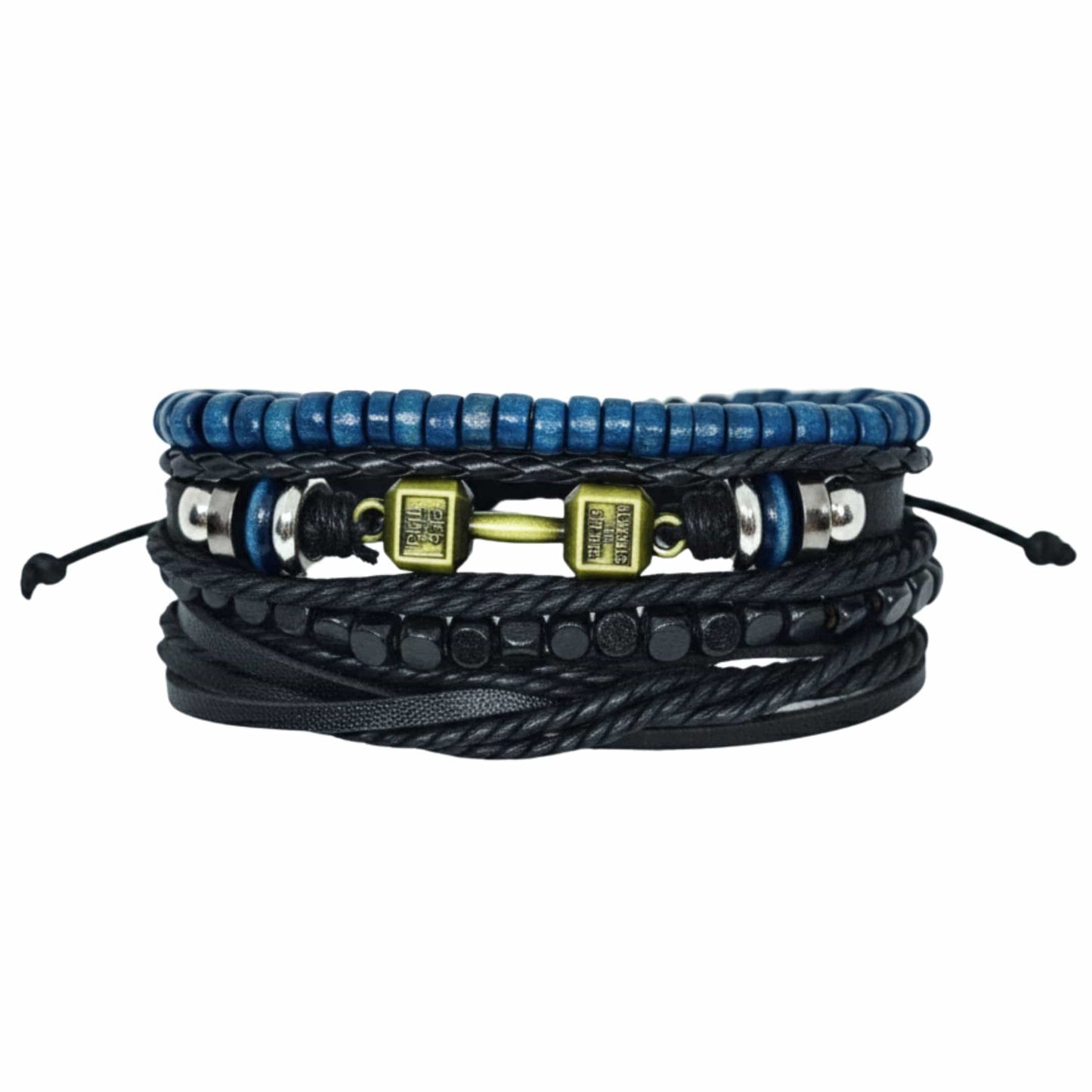 THE MEN THING Leather Bracelet ROGUEFIT - 4 Pcs Genuine Leather Adjustable Bracelet Set for Men & Boys (8 inch)